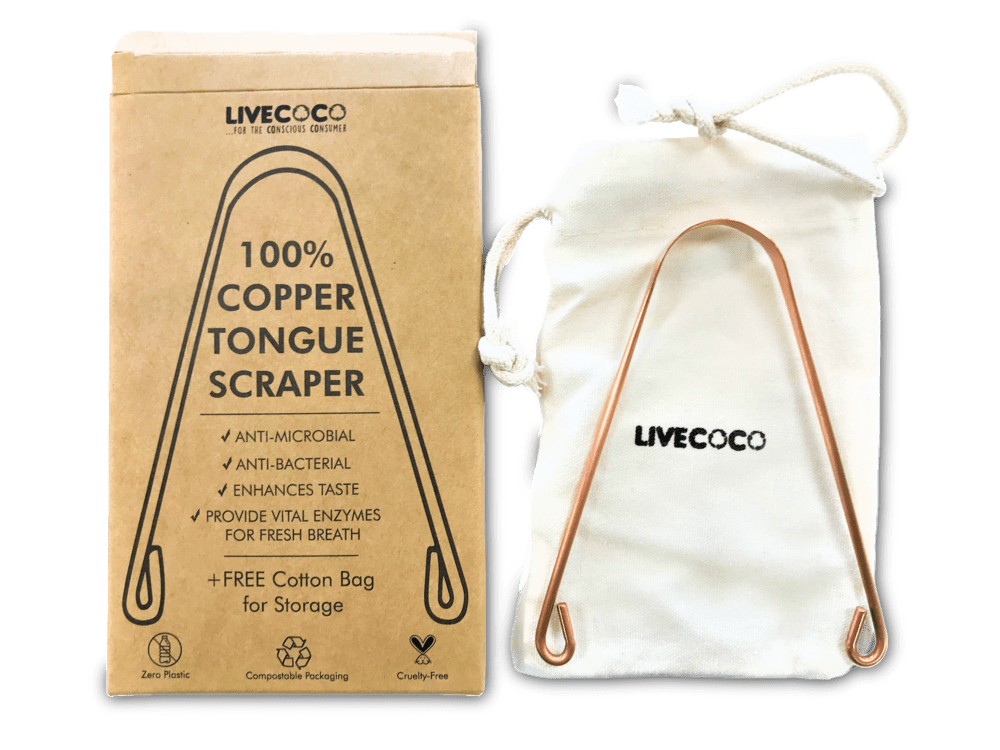LiveCoco Pure Copper Tongue Scraper (anti-microbial)