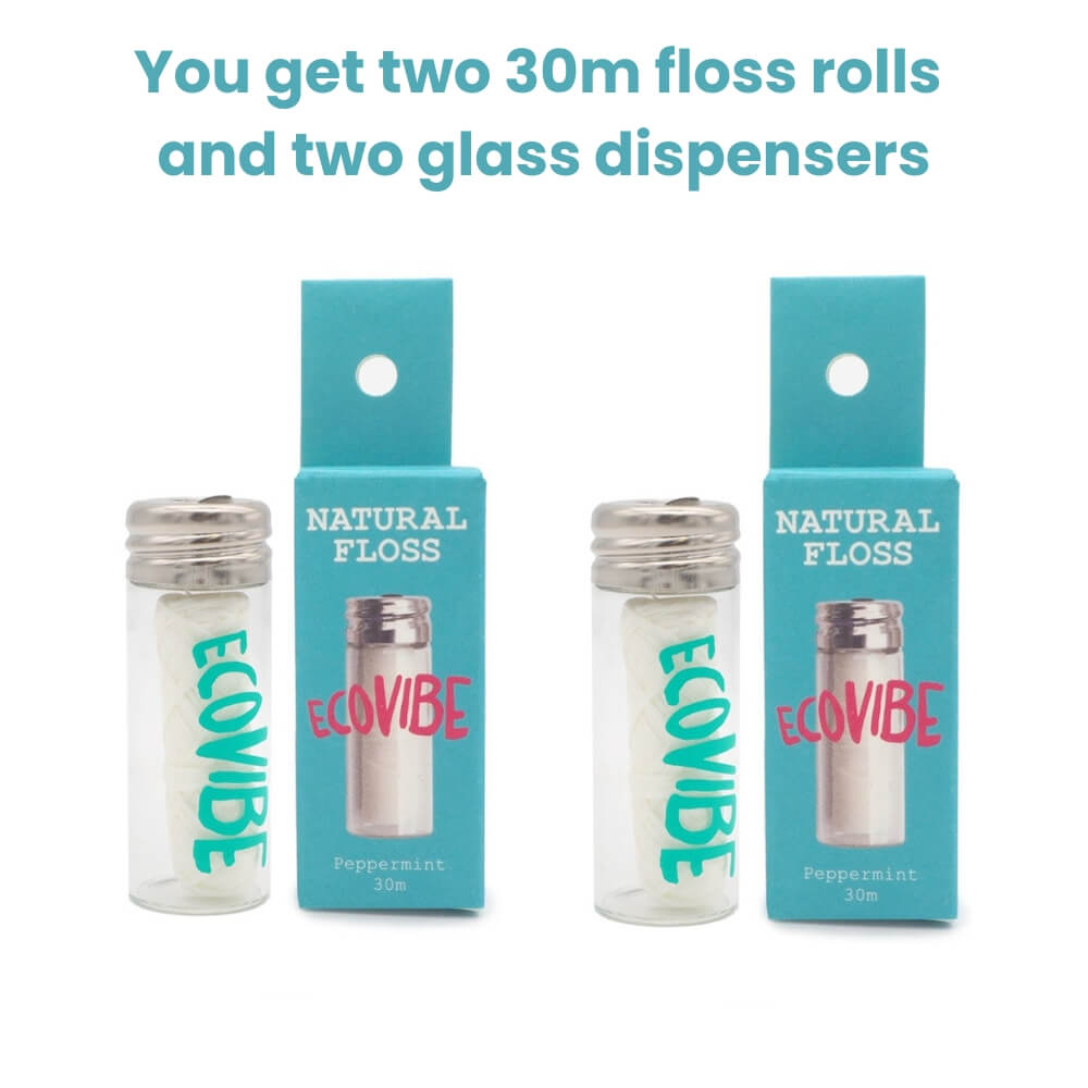Biodegradable Peppermint Floss with Dispenser - 2 Pack