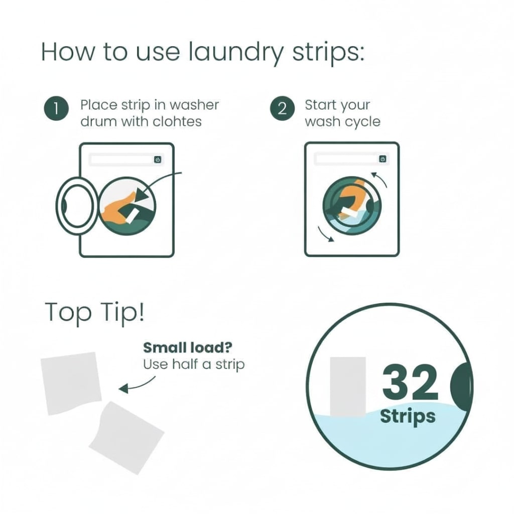 Dissolvable Laundry Detergent Strips (32 Loads, Fresh Linen Scent)