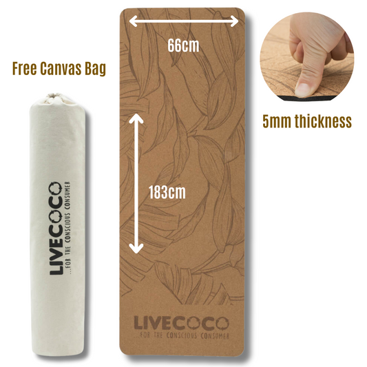 LiveCoco Cork Yoga Mat & Canvas Bag