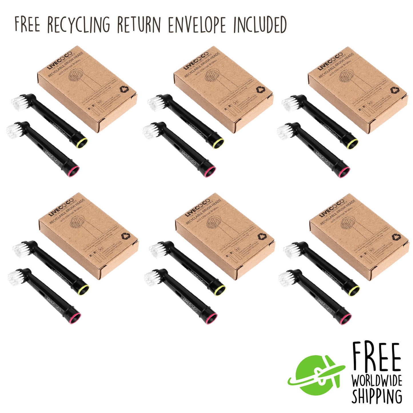 LiveCoco Recyclable Brush Heads (SOFT Bristles) - Oral-B* Compatible