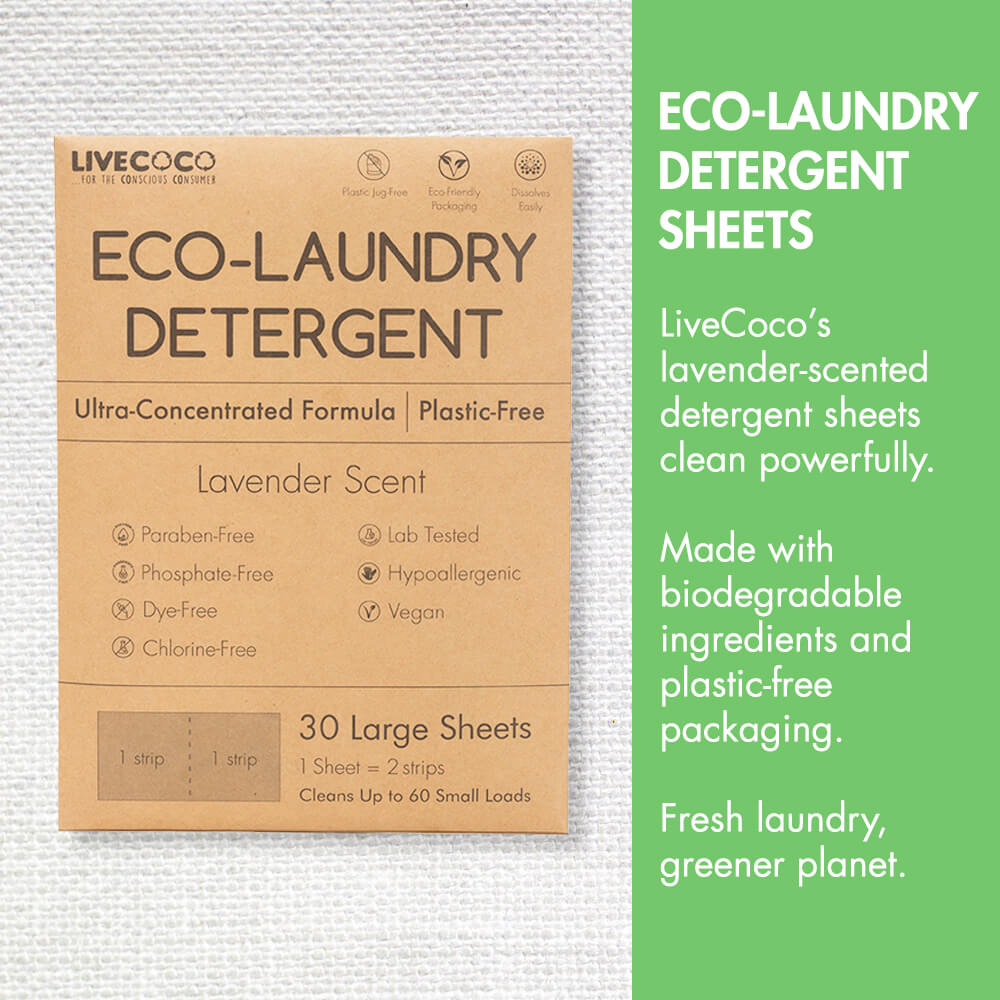 LiveCoco Eco-Laundry Detergent Sheets (60 Loads-Lavender Scent)