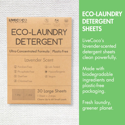 LiveCoco Eco-Laundry Detergent Sheets (60 Loads-Lavender Scent)