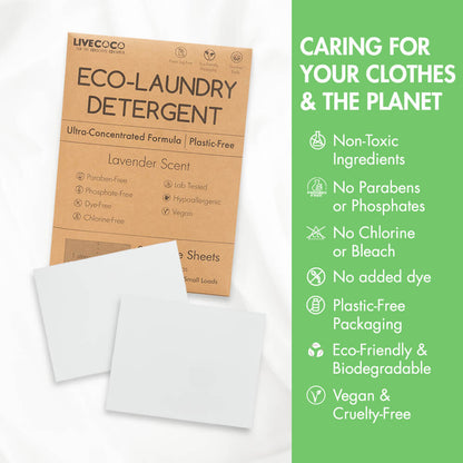 LiveCoco Eco-Laundry Detergent Sheets (60 Loads-Lavender Scent)