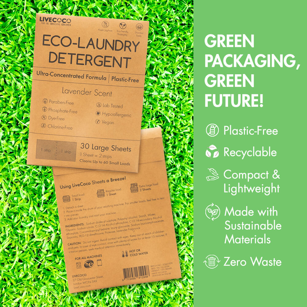 LiveCoco Eco-Laundry Detergent Sheets (60 Loads-Lavender Scent)