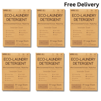 LiveCoco Eco-Laundry Detergent Sheets (60 Loads-Lavender Scent)