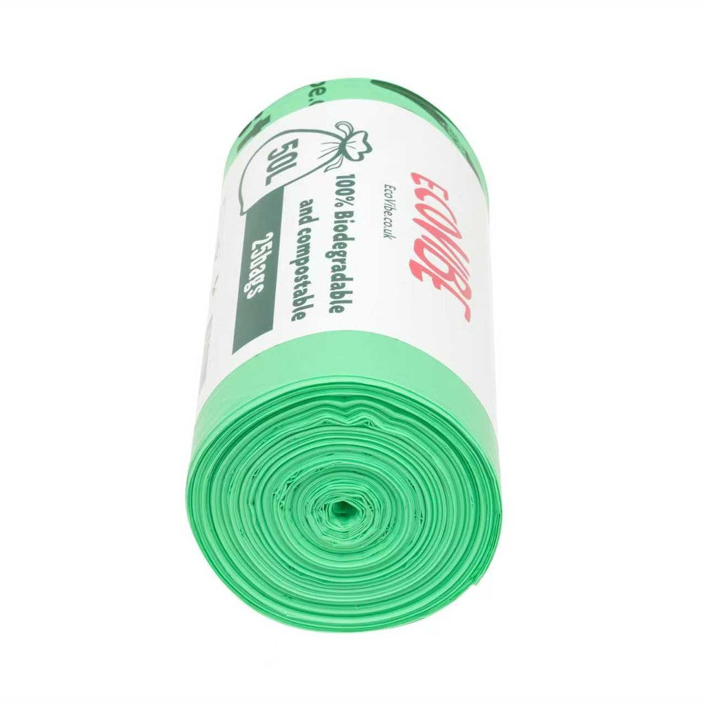 25 Biodegradable Bin Bags - 50 Litre