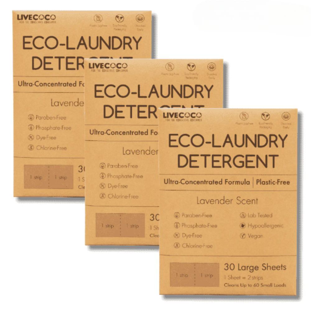 LiveCoco Eco-Laundry Detergent Sheets (60 Loads-Lavender Scent)