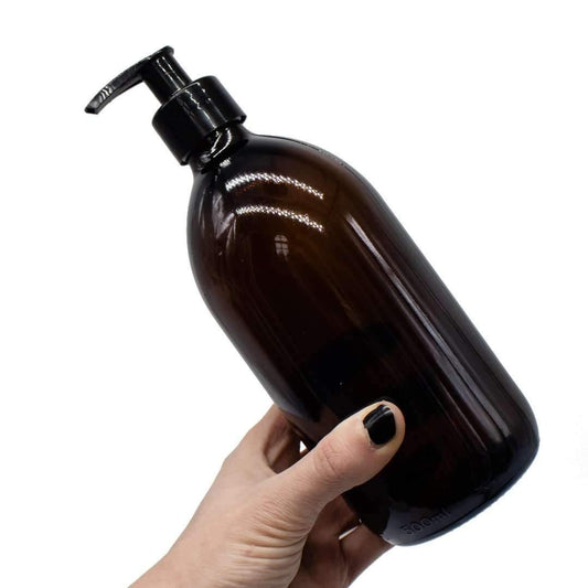 Ampulla Glass Bottle with Liquid Pump - Amber (500ml)