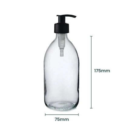 Clear Glass Bottle with Liquid Pump - 500ml - EcoVibe